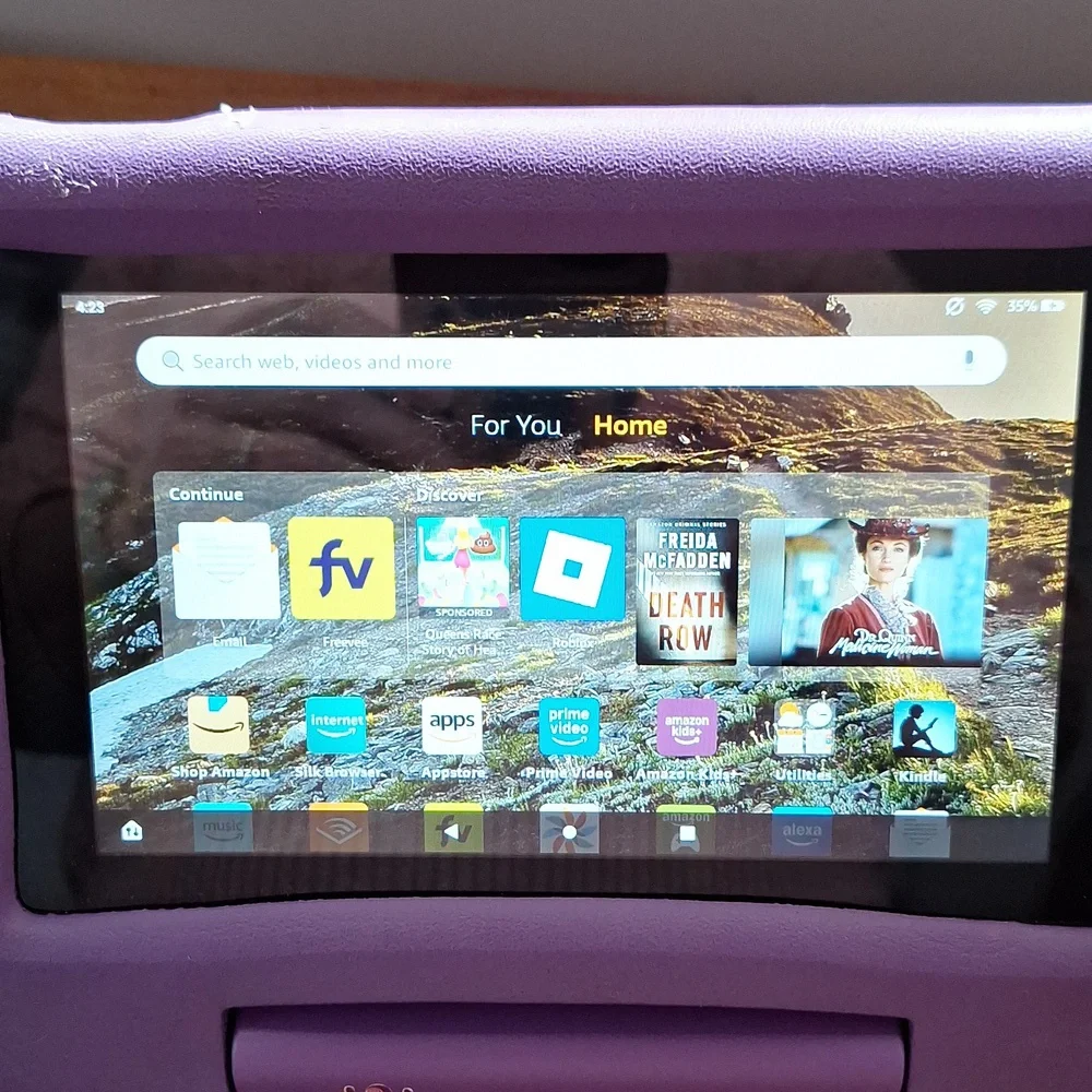 Purple Tablet with Protective Case, Amazons 7 Tablet, Child Subscriptions Avail